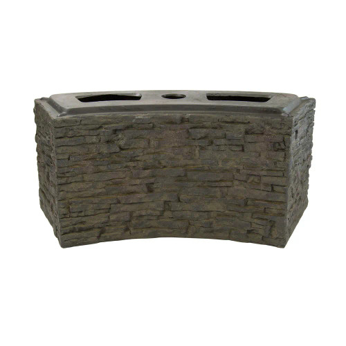 Front view of Stacked Slate Wall Base-Curved – 13" H (33 cm), showcasing the curved design and textured slate appearance, perfect for adding elegance to garden features or landscape borders. Front view of Stacked Slate Wall Base-Curved – 13" H (33 cm), showcasing the curved design and textured slate appearance, perfect for adding elegance to garden features or landscape borders.