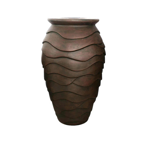 Front view of Scalloped Urn – 45" H (114 cm), showcasing the elegant, scalloped design and textured stone-like surface, ideal for garden or landscape installations. Front view of Scalloped Urn – 45" H (114 cm), showcasing the elegant, scalloped design and textured stone-like surface, ideal for garden or landscape installations.