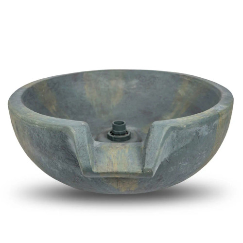 Front view of Spillway Bowl – Patina – 19" Dia (49 cm), showcasing the patina finish and smooth, rounded design, ideal for creating a graceful cascading water effect in small to medium-sized water features. Front view of Spillway Bowl – Patina – 19" Dia (49 cm), showcasing the patina finish and smooth, rounded design, ideal for creating a graceful cascading water effect in small to medium-sized water features.