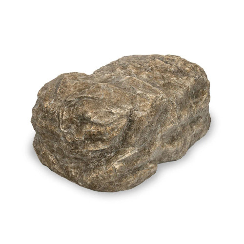 Angled view of Faux Rock Cover, showing how the cover fits securely over equipment or fountains, with the natural rock look enhancing outdoor aesthetics. Angled view of Faux Rock Cover, showing how the cover fits securely over equipment or fountains, with the natural rock look enhancing outdoor aesthetics.