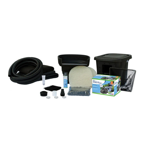 Front view of DIY Backyard Pond Kit 6' x 8', showcasing a complete kit with pond liner, pump, filter, and all necessary components for creating a larger backyard pond. The kit is designed for easy installation and enhanced pond aesthetics. Front view of DIY Backyard Pond Kit 6' x 8', showcasing a complete kit with pond liner, pump, filter, and all necessary components for creating a larger backyard pond. The kit is designed for easy installation and enhanced pond aesthetics.