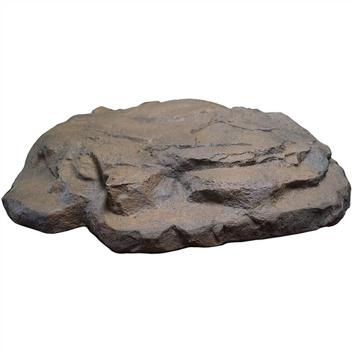 Top-down view of Decorative Hand Painted GFRC Large Stone Cover - Dark Brown, showcasing the circular stone design and textured surface, demonstrating how it blends naturally into outdoor pond and water feature settings while providing coverage for equipment. Top-down view of Decorative Hand Painted GFRC Large Stone Cover - Dark Brown, showcasing the circular stone design and textured surface, demonstrating how it blends naturally into outdoor pond and water feature settings while providing coverage for equipment.