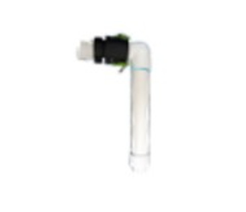 Side profile of the Discharge Kit for Waterfall Well WM, highlighting the curved discharge elbow, ribbed body for strength, and the gasketed flange connection. Side profile of the Discharge Kit for Waterfall Well WM, highlighting the curved discharge elbow, ribbed body for strength, and the gasketed flange connection.