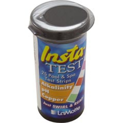 Top-down view of the Insta-Test container with secure flip-cap lid used to dispense pH test strips. Top-down view of the Insta-Test container with secure flip-cap lid used to dispense pH test strips.