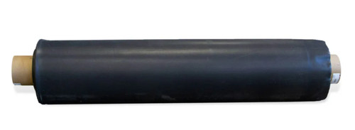 Front view of the 20 × 100 ft roll of 45 mil fish‐safe EPDM liner, showing the thick black rubber membrane tightly wound around a sturdy cardboard core. Front view of the 20 × 100 ft roll of 45 mil fish‐safe EPDM liner, showing the thick black rubber membrane tightly wound around a sturdy cardboard core.
