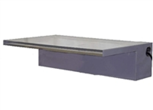 Angled perspective of the 48-inch acrylic spillway showcasing the seamless acrylic finish and continuous spillover lip. Angled perspective of the 48-inch acrylic spillway showcasing the seamless acrylic finish and continuous spillover lip.