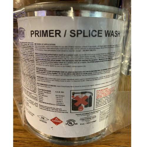 Front view of a 1-quart EPDM primer can showing the full product label with brand name, size, and safety icons. Front view of a 1-quart EPDM primer can showing the full product label with brand name, size, and safety icons.