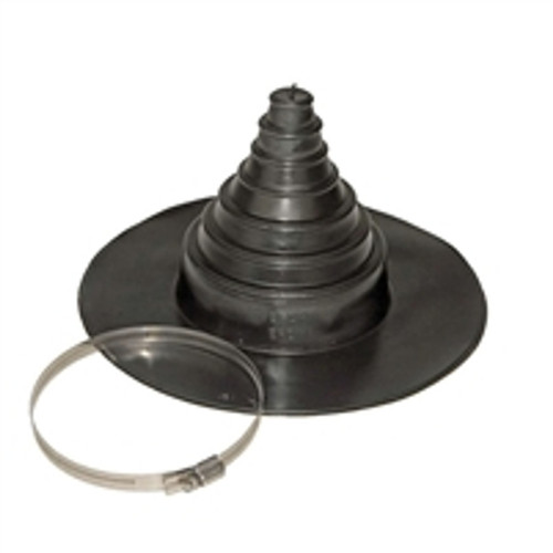 Front view of the 1×6-inch rubber pipe boot showing its tapered cylindrical shape and flexible sealing flange. Front view of the 1×6-inch rubber pipe boot showing its tapered cylindrical shape and flexible sealing flange.