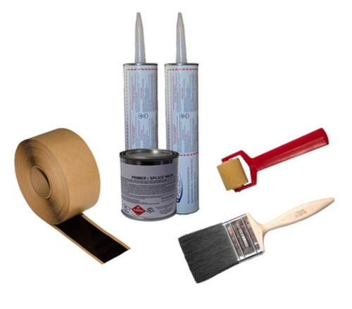 Front view of the 50-foot seam kit box showing printed label ‘3″ × 50′ Seam Tape Kit’ with visible seam roller and paint brush through a clear window. Front view of the 50-foot seam kit box showing printed label ‘3″ × 50′ Seam Tape Kit’ with visible seam roller and paint brush through a clear window.
