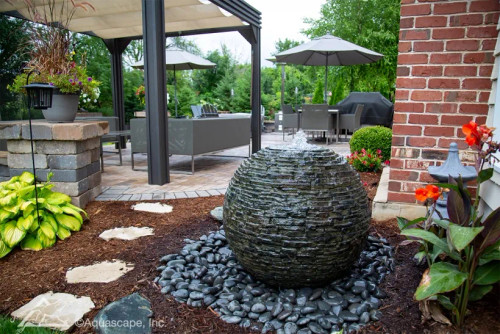 Aquascape 24-inch Stacked Slate Sphere – Outdoor water fountain with natural stone appearance Aquascape 24-inch Stacked Slate Sphere – Outdoor water fountain with natural stone appearance
