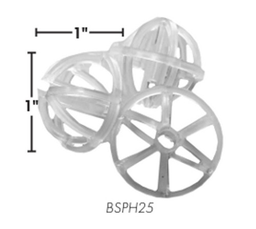 BioSphere® beads shown with 1″ dimension arrows overlaid horizontally and vertically, indicating the uniform one-inch diameter and height of each bead. BioSphere® beads shown with 1″ dimension arrows overlaid horizontally and vertically, indicating the uniform one-inch diameter and height of each bead.