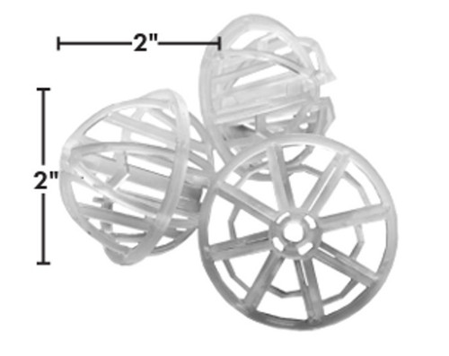 BioSphere® beads shown with 2″ dimension arrows overlaid horizontally and vertically, indicating the uniform one-inch diameter and height of each bead. BioSphere® beads shown with 2″ dimension arrows overlaid horizontally and vertically, indicating the uniform one-inch diameter and height of each bead.