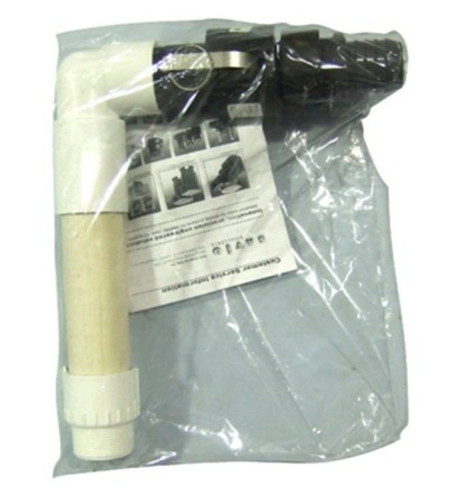 Side profile of the WMS5000–WMS6500 discharge kit, highlighting the angled discharge elbow, stepped body designed to recess into the skimmer wall, and the substantial flange thickness. Side profile of the WMS5000–WMS6500 discharge kit, highlighting the angled discharge elbow, stepped body designed to recess into the skimmer wall, and the substantial flange thickness.