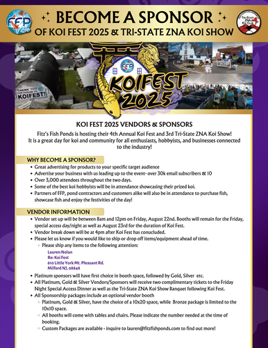 Image describing the Vendor Booth benefits for 2025 Koi Fest. Image describing the Vendor Booth benefits for 2025 Koi Fest.