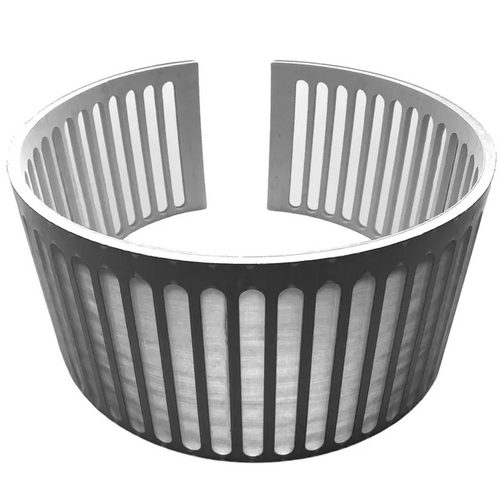 Rounded silver steel mesh screens of 70 microns