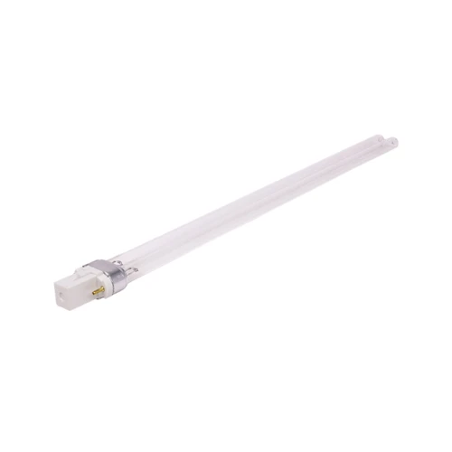 UV replacement bulb with dual tube design and connector base for pond UV clarifier system.