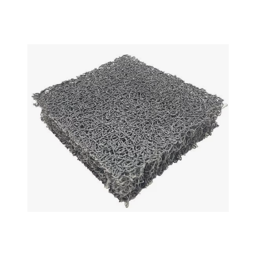 Gray filter media pad with coiled mesh design for pond filtration and debris trapping.