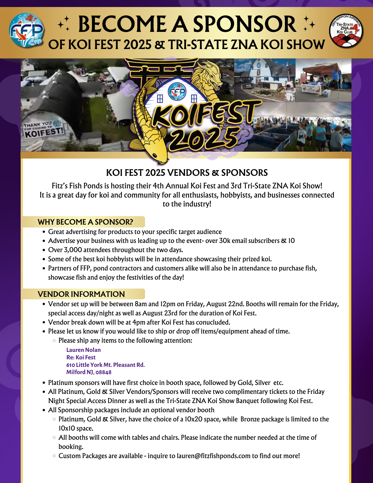 Reach 2,000+ koi lovers, showcase products, and connect with top hobbyists at Koi Fest 2025!