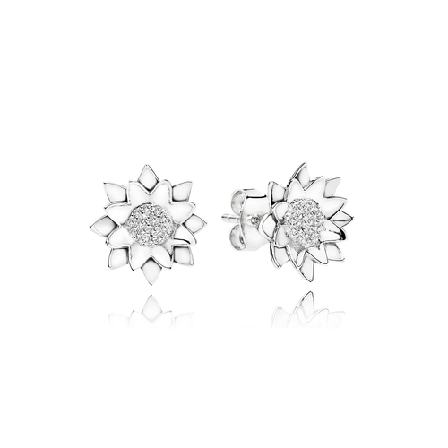 Utzon Jewellery Copenhagen - smykker - Lotus øreringe med brillanter i 18K hvidguld