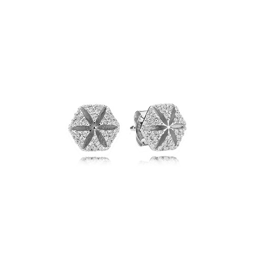 Utzon Jewellery Copenhagen – Smykker – Hexagon øreringe i sølv med hvide safirer