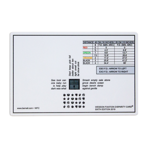Bernell Wesson Fixation Disparity Card