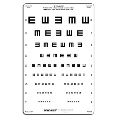 Good Lite E & C Linear Spaced Distance Chart- Disponible par l'intermédiaire d'INNOVA, la source fiable d'équipement et de fournitures ophtalmiques au Canada.