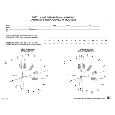 15 Tableau d'enregistrement du test de la teinte des couleurs