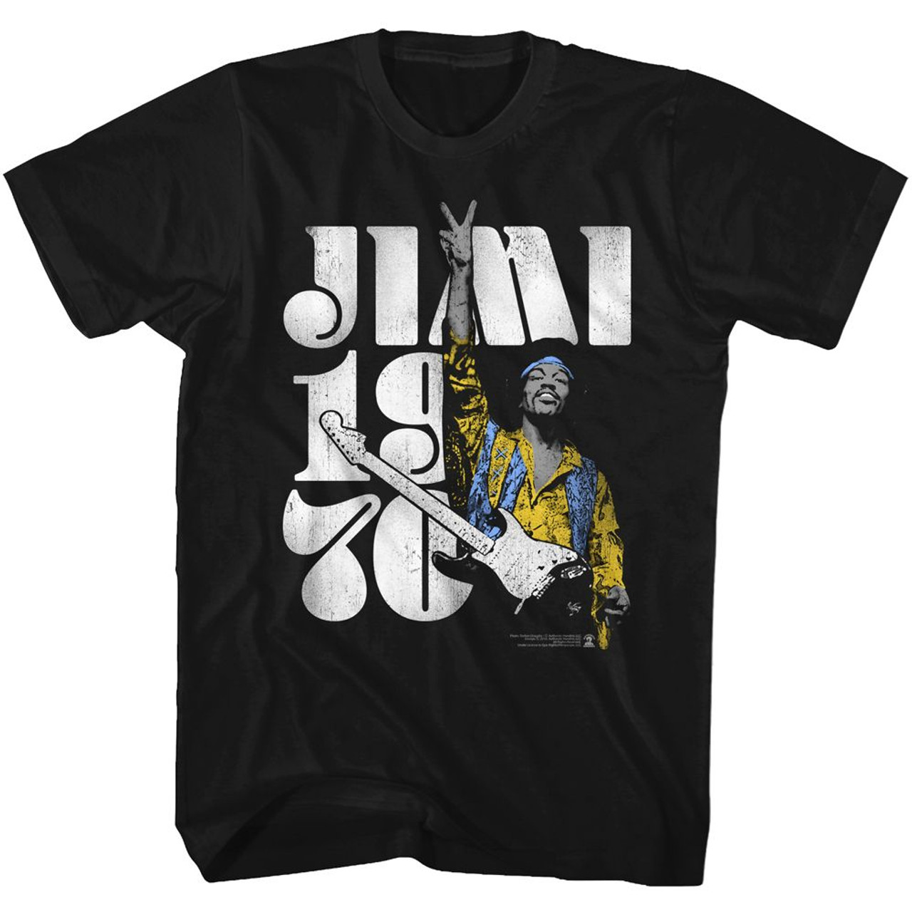 Jimi Hendrix Peace Jimi Black Adult T-Shirt