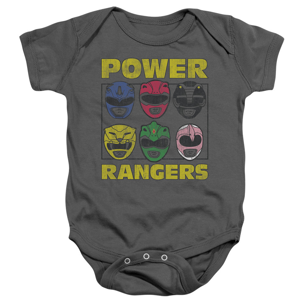 Power Rangers Ranger Heads Baby Onesie T-Shirt Charcoal - Main Image