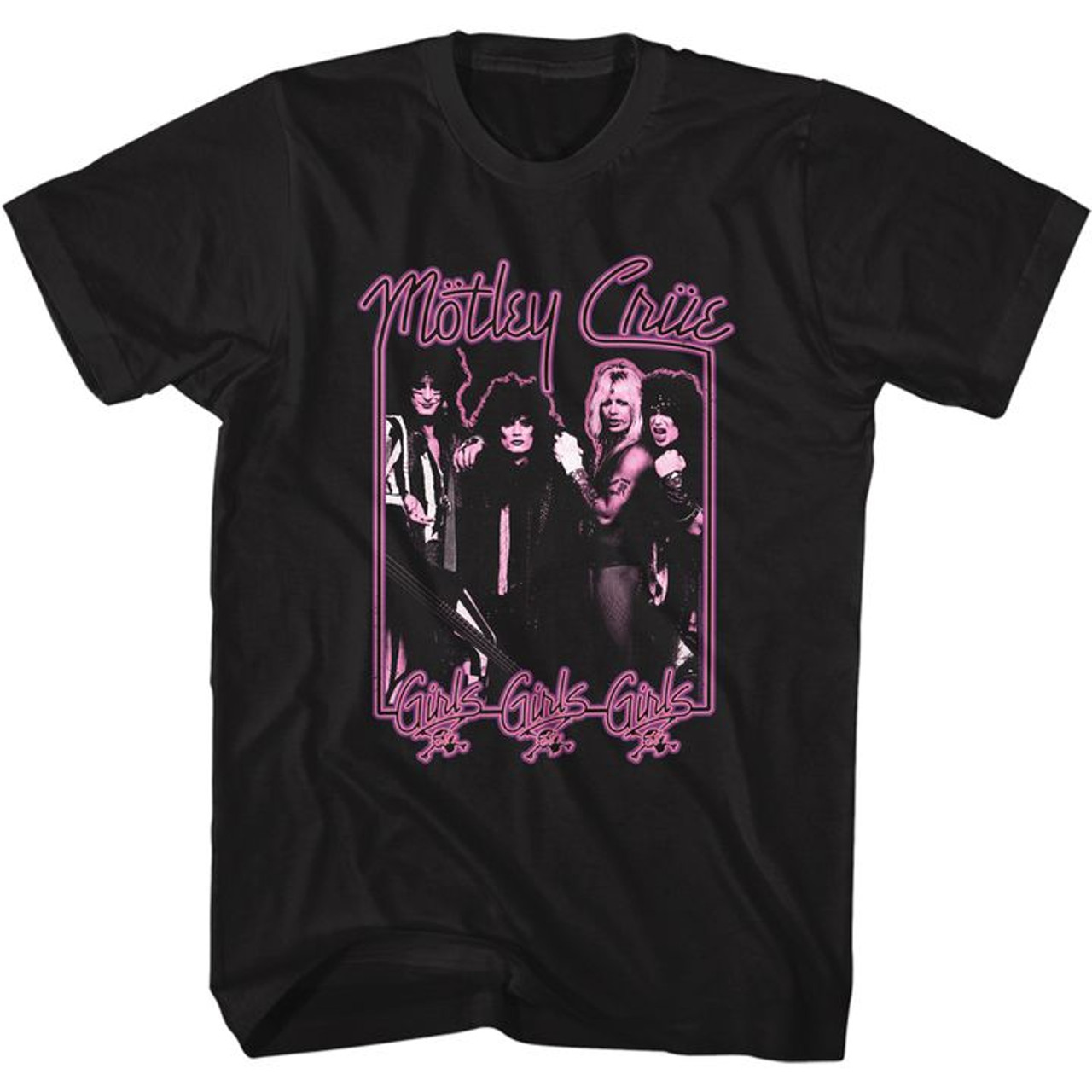 Motley Crue Girls Girls Girls Neon Black Adult T-Shirt