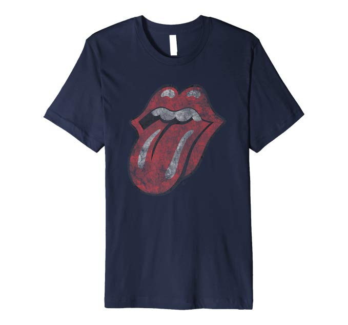 Rolling Stones Distressed Tongue Adult Fitted T-Shirt