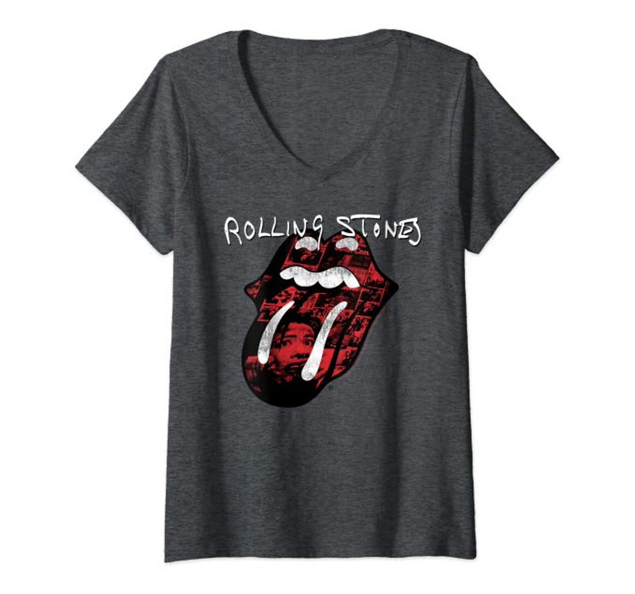 Rolling Stones Official Exile Tongue Photos Women's V-Neck T-Shirt