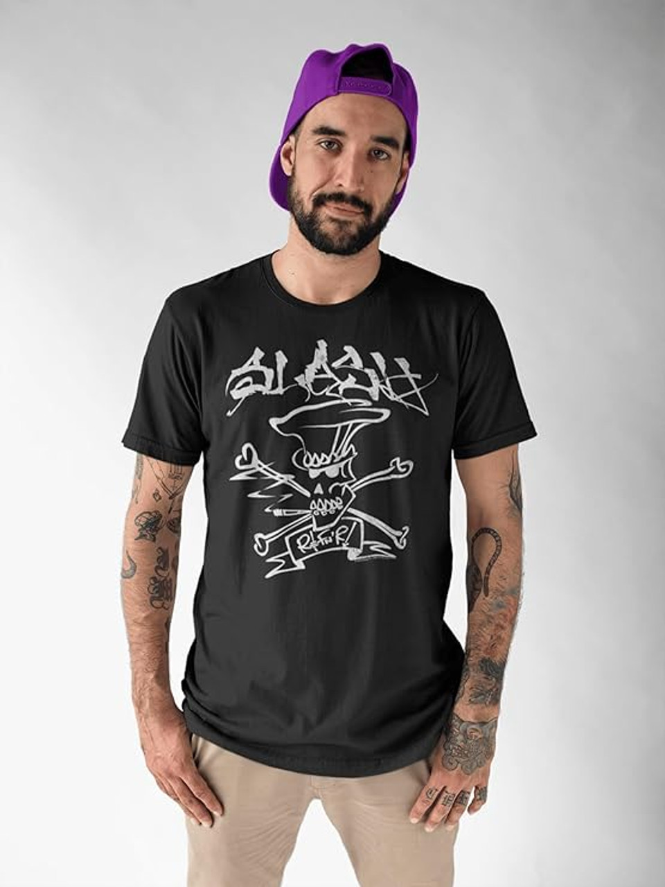 GUNS N ROSES SLASH Hanes Tシャツ ブラック スケルトン Slash Guns N Roses Slash Black Adult T-Shirt