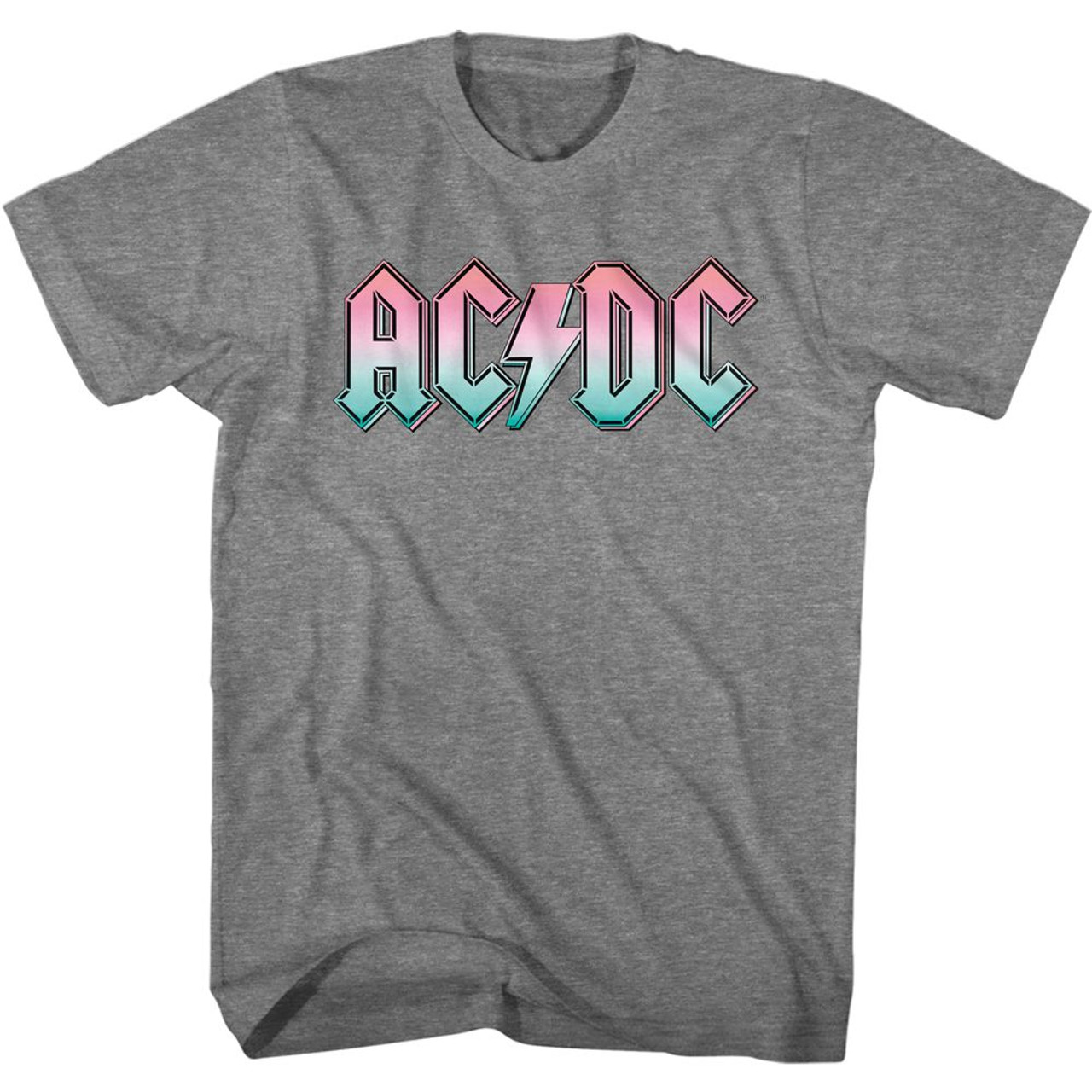 AC/DC Pastel Gradient Logo Graphite Heather Adult T-Shirt