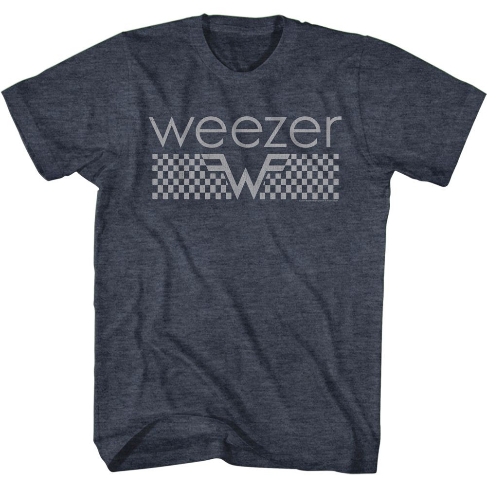 Weezer Checkered Navy Heather Adult T-Shirt