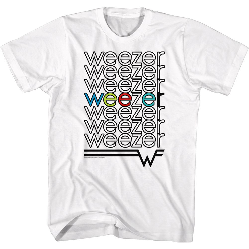 Weezer Repeat Colors White Adult T-Shirt