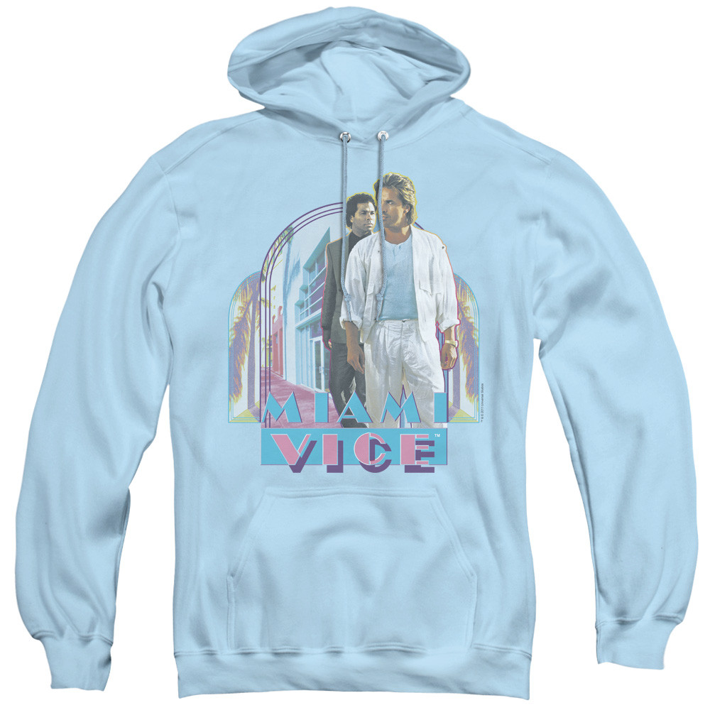 Miami Vice Miami Heat Adult Pullover Hoodie Sweatshirt Light Blue
