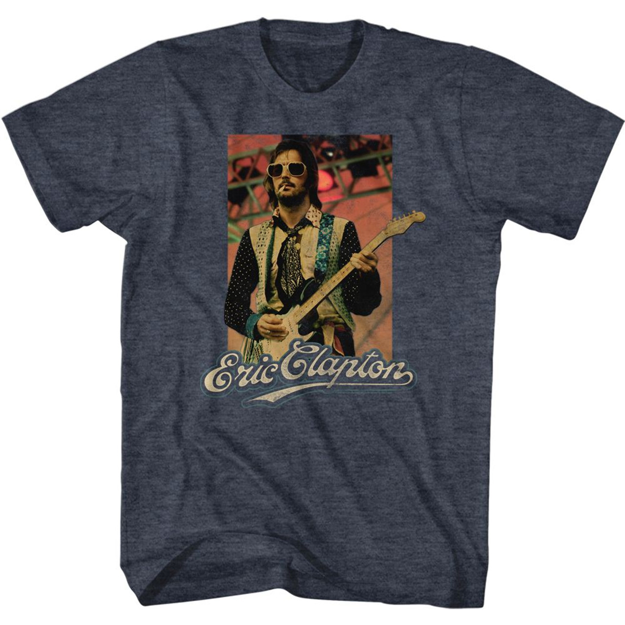 Eric Clapton Eric Sunglasses Navy Heather Adult T-Shirt
