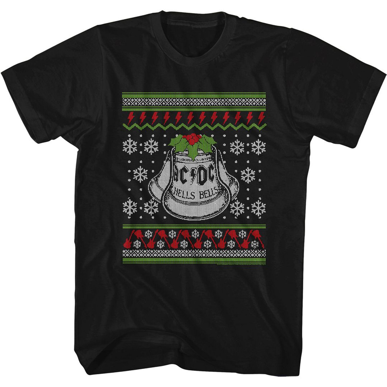 AC/DC Tacky Christmas Sweater Black Adult T-Shirt