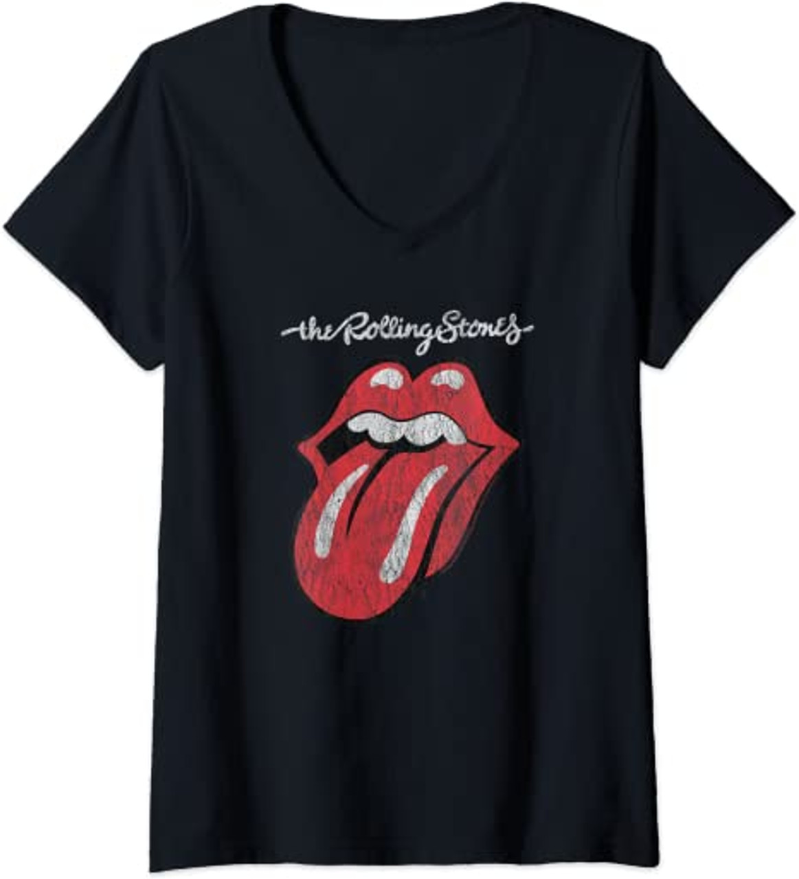 Rolling Stones Official Script Tongue Women's V-Neck T-Shirt