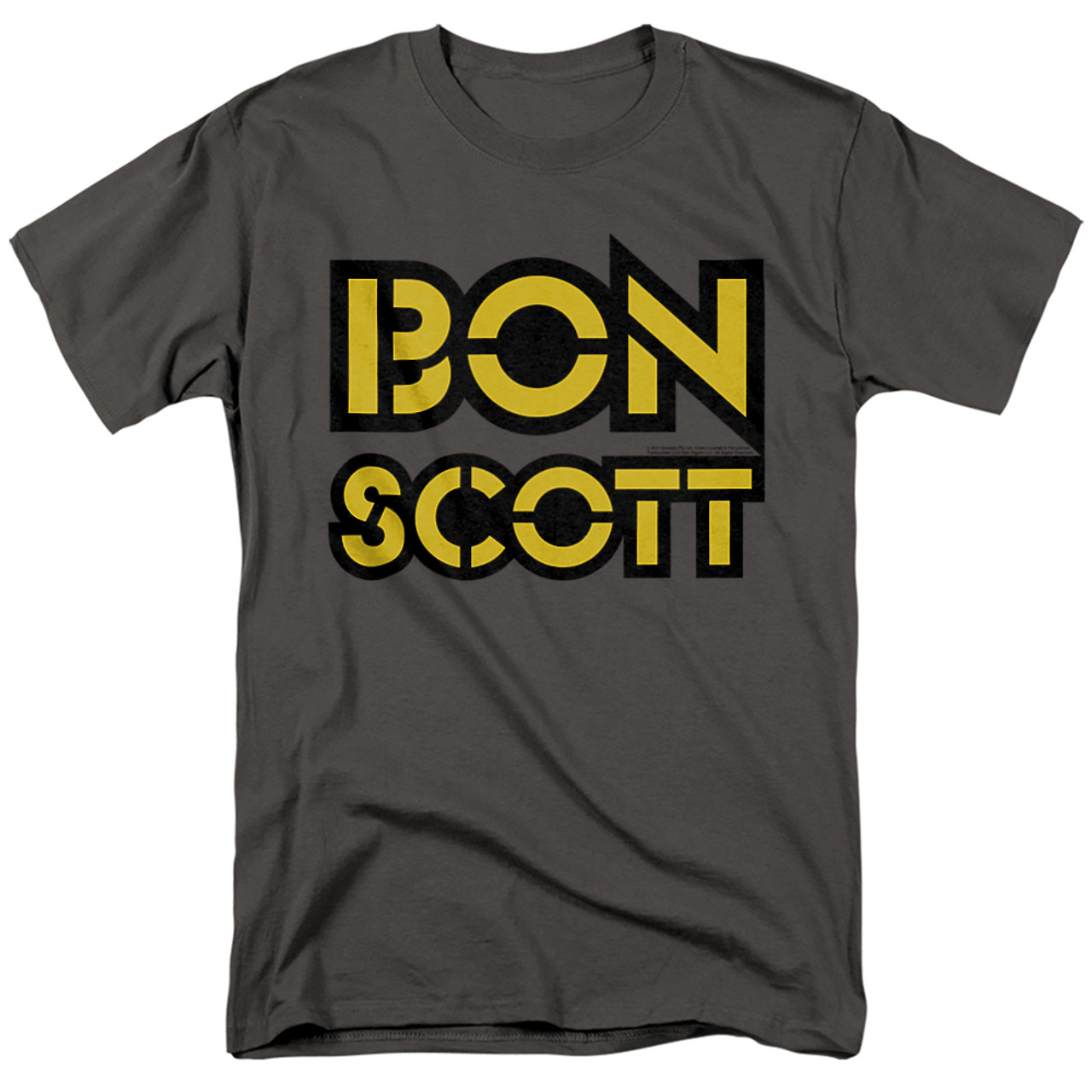Bon Scott AC/DC Stencil Logo Adult 18/1 T-Shirt Charcoal
