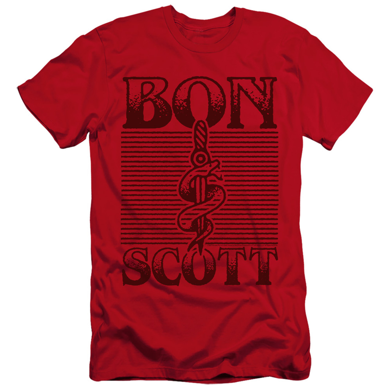 Bon Scott AC/DC Dagger Premium Slim 30/1 T-Shirt Red