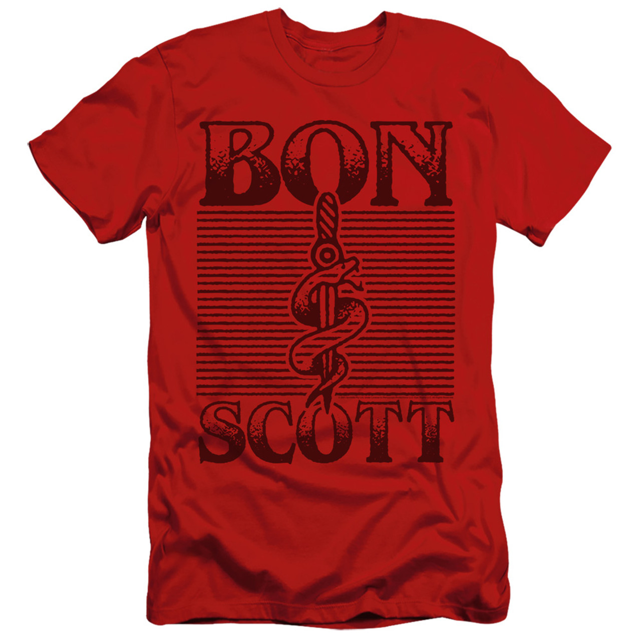Bon Scott AC/DC Dagger Slim Fit 30/1 T-Shirt Red