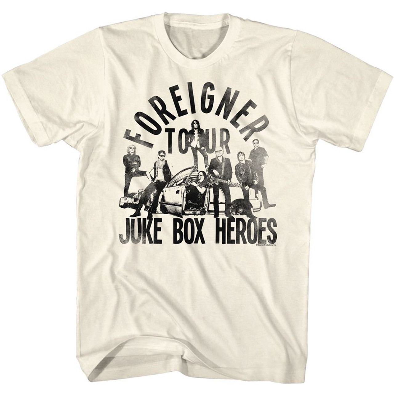 Foreigner Juke Box Heroes Natural Adult T-Shirt