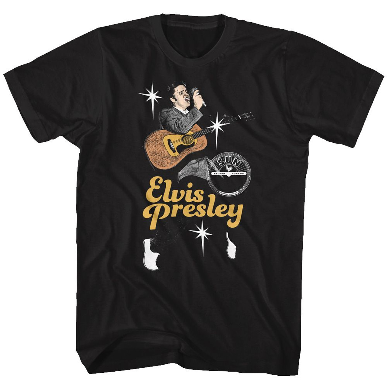 Elvis Presley Sun Records Sparkle Black Adult T-Shirt