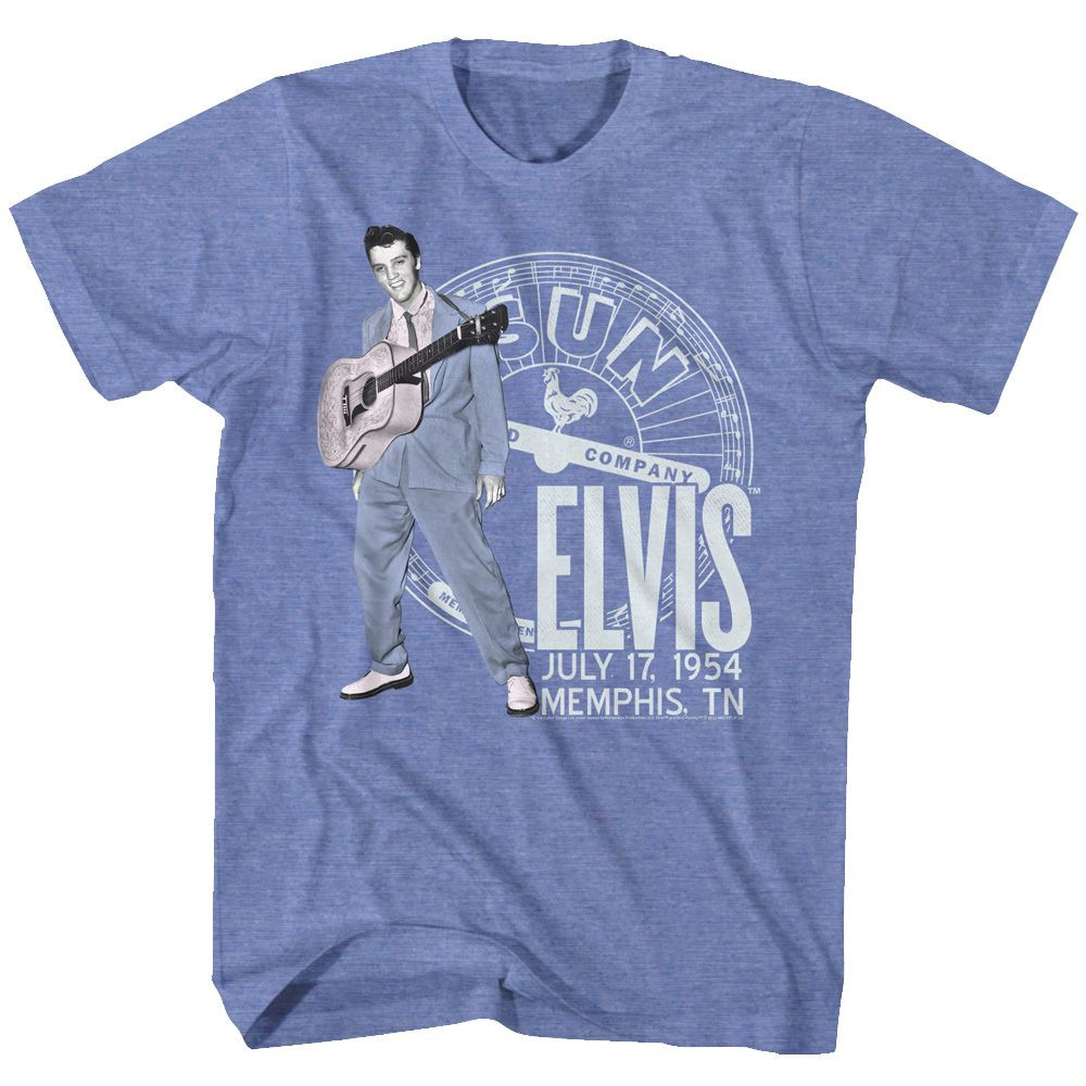 Elvis Presley Sun Records Memphis TN Light Blue Heather Adult T-Shirt