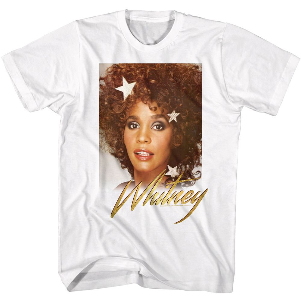 Whitney Houston Stars and Shine White Adult T-Shirt