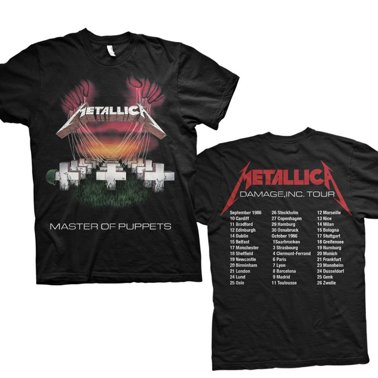 Metallica Unisex T-Shirt Master of Puppets European Tour '86 (Back