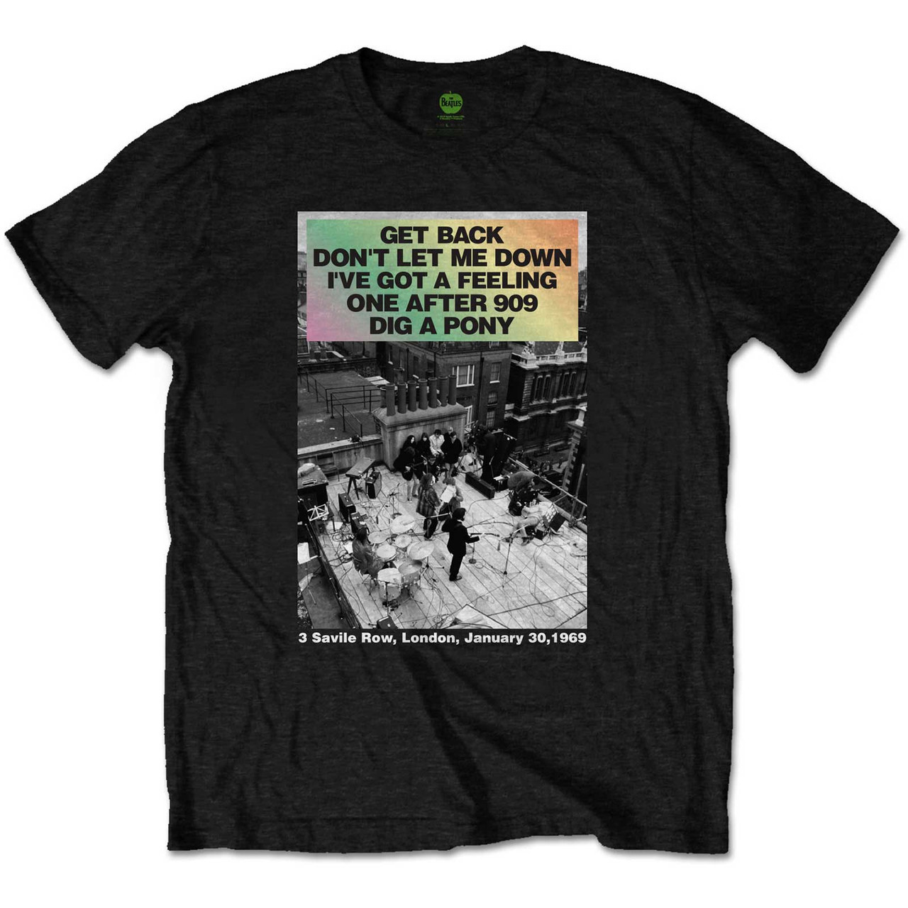 The Beatles Unisex T-Shirt Rooftop Songs Gradient Black
