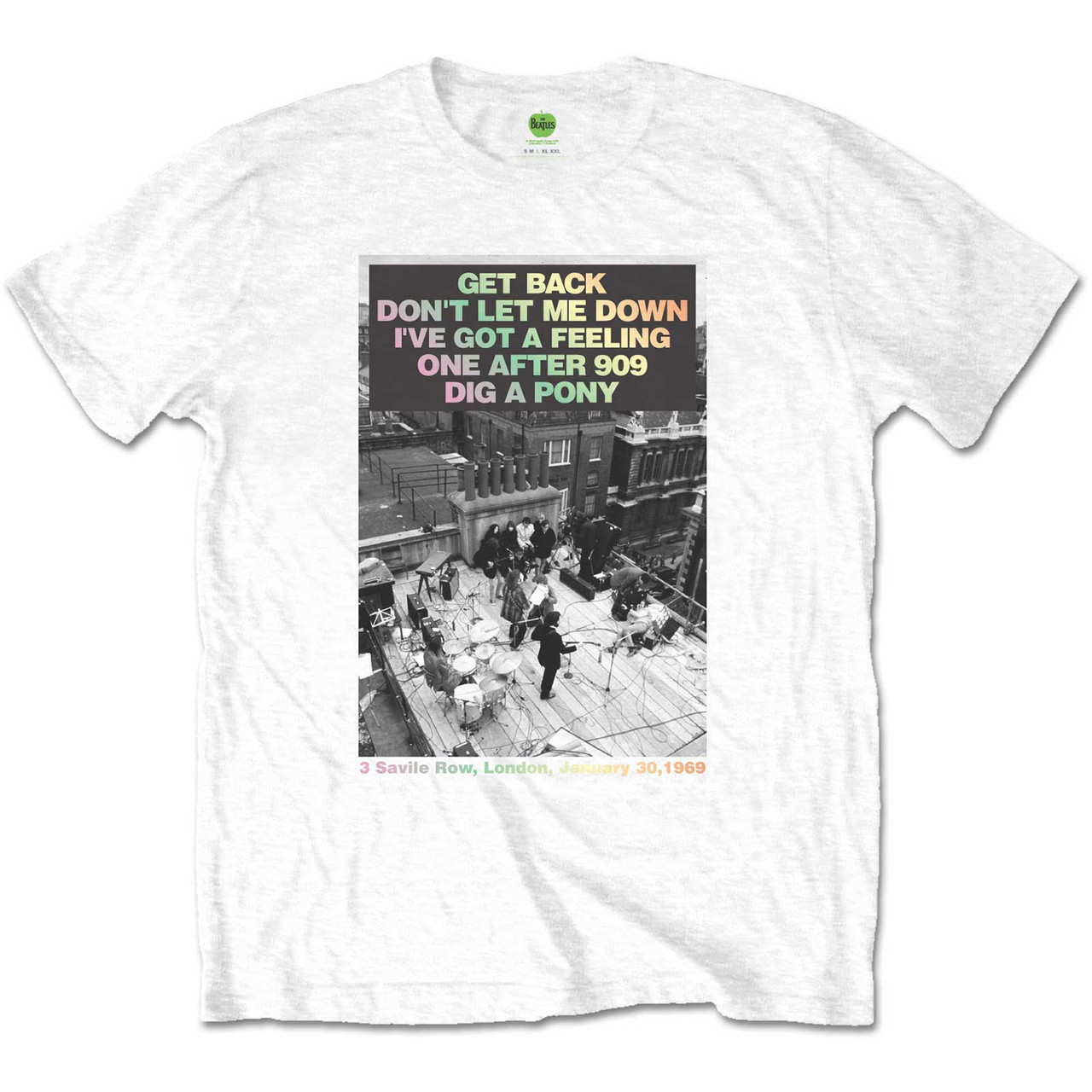 The Beatles Unisex T-Shirt Rooftop Songs Gradient White